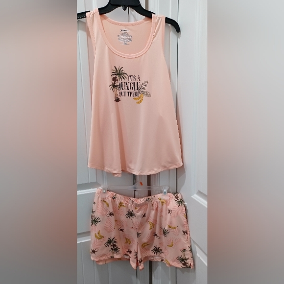 Joy Spun Women's 2 Piece Pajama Short Set. Its A Jungle Out There Sz L 12-14 - Picture 1 of 9